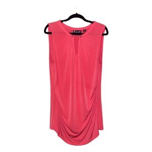 New York & Company Peek A Boo Front Blouse - Coral - Size L